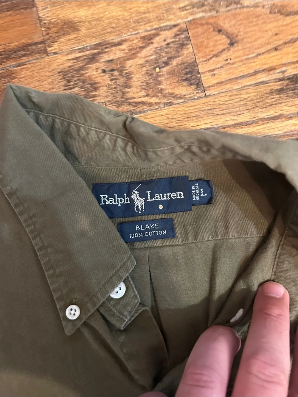 Polo by Ralph Lauren Olive Button-Down Shirt with Navy Pony